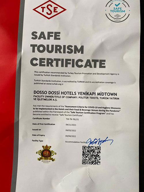 Güvenli Turizm Setifikası